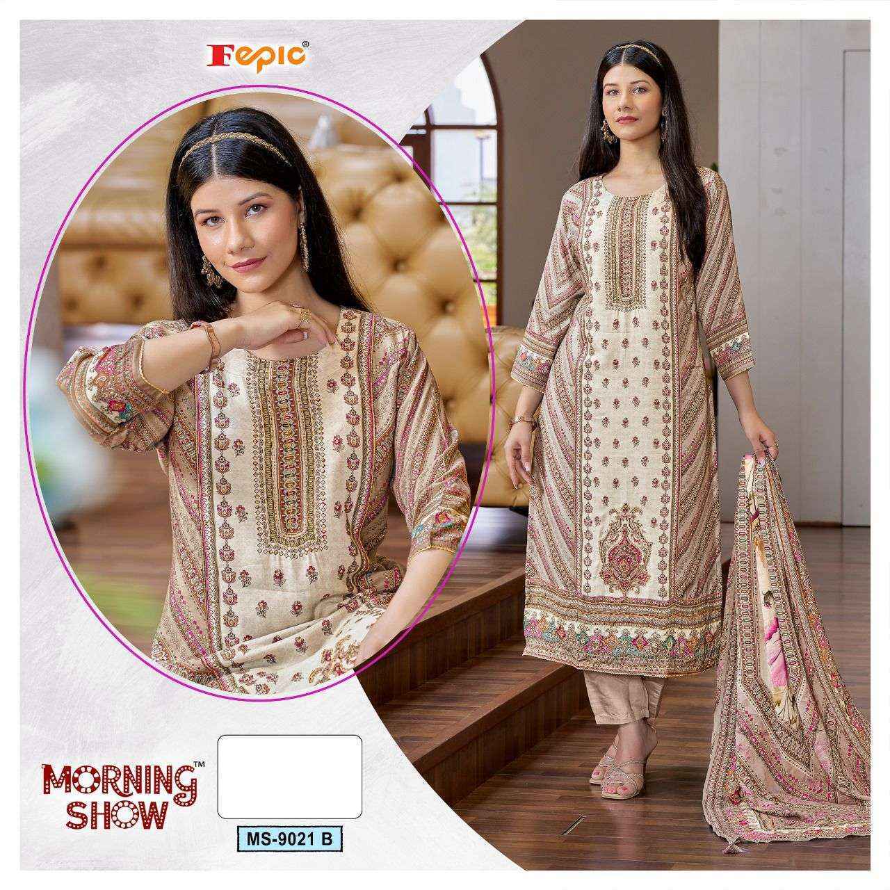 Fepic Morning Show Ms 9021 Muslin Readymade Suit (3 pcs Catalogue)