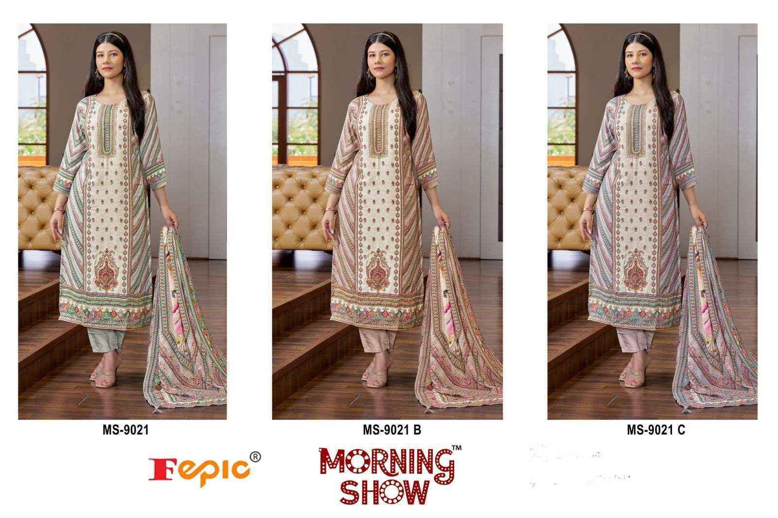 Fepic Morning Show Ms 9021 Muslin Readymade Suit (3 pcs Catalogue)