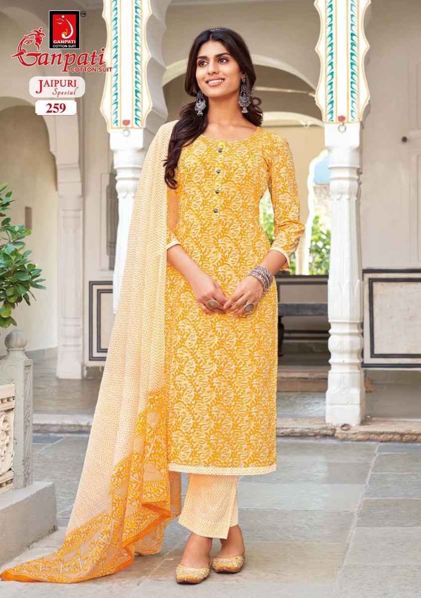 Ganpati Jaipuri Vol-11 Pure Cotton Readymade Suit ( 15 Pc Catalog )