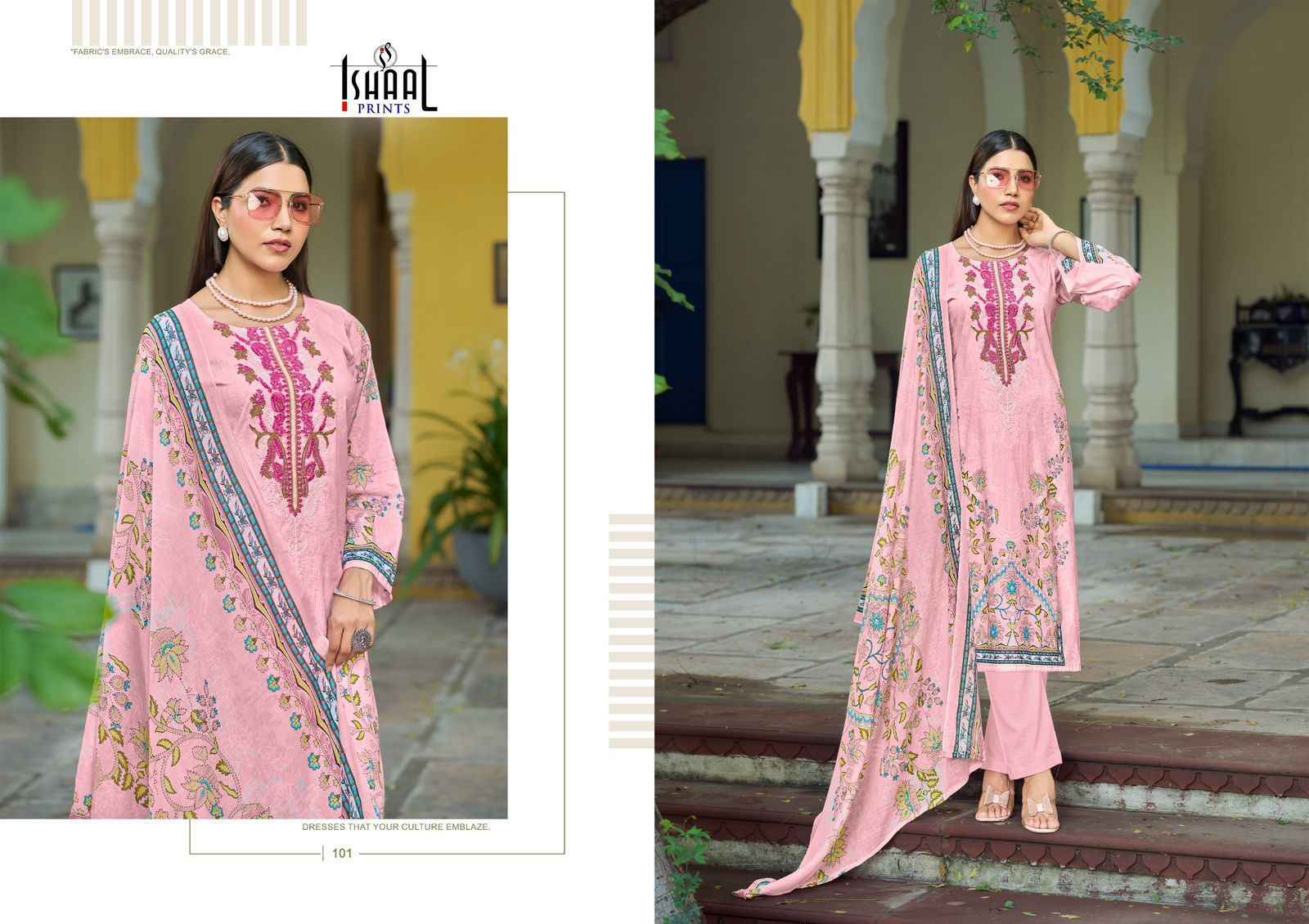 Ishaal Print Maria Vol-1 Cotton Embroidery Dress Material (8 Pc Catalog)