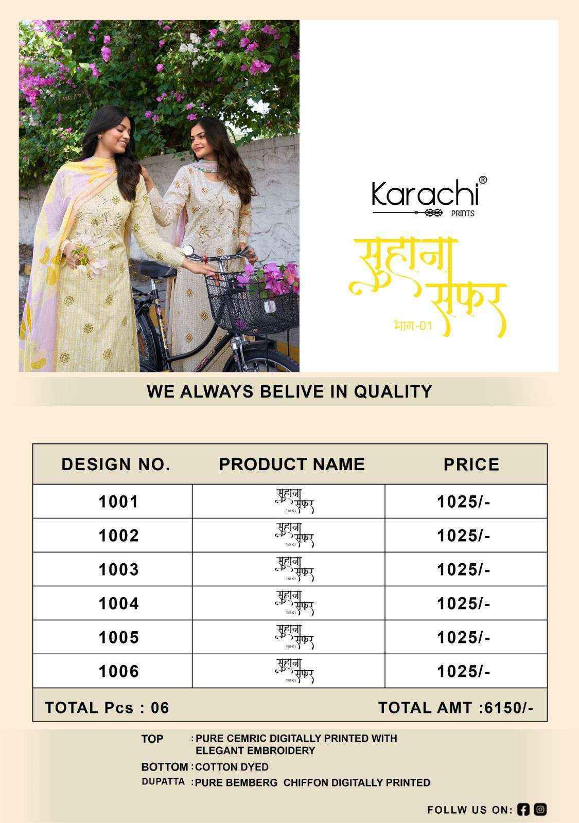 Karachi Prints Kesar Suhana Safar Vol-1 Lawn Cotton Dress Material (6 pcs Catalogue)