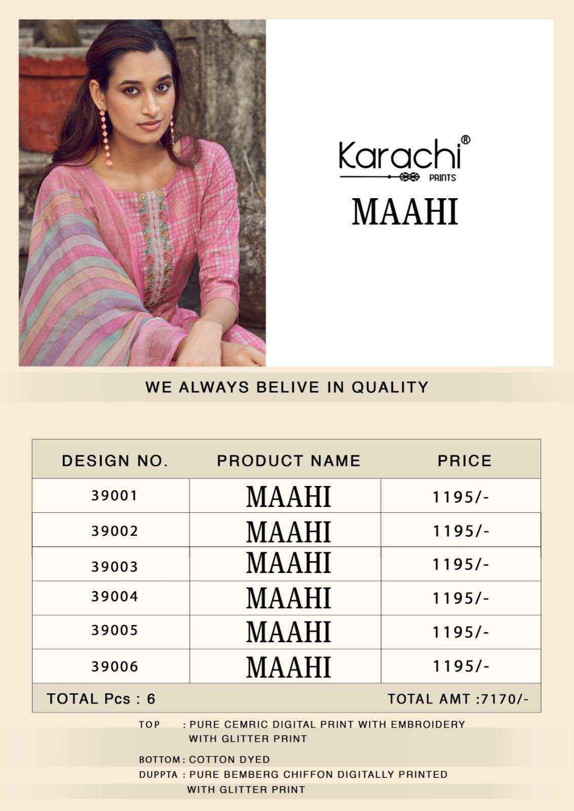 Karachi Prints Maahi Lawn Cotton Dress Material (6 pcs Catalogue)