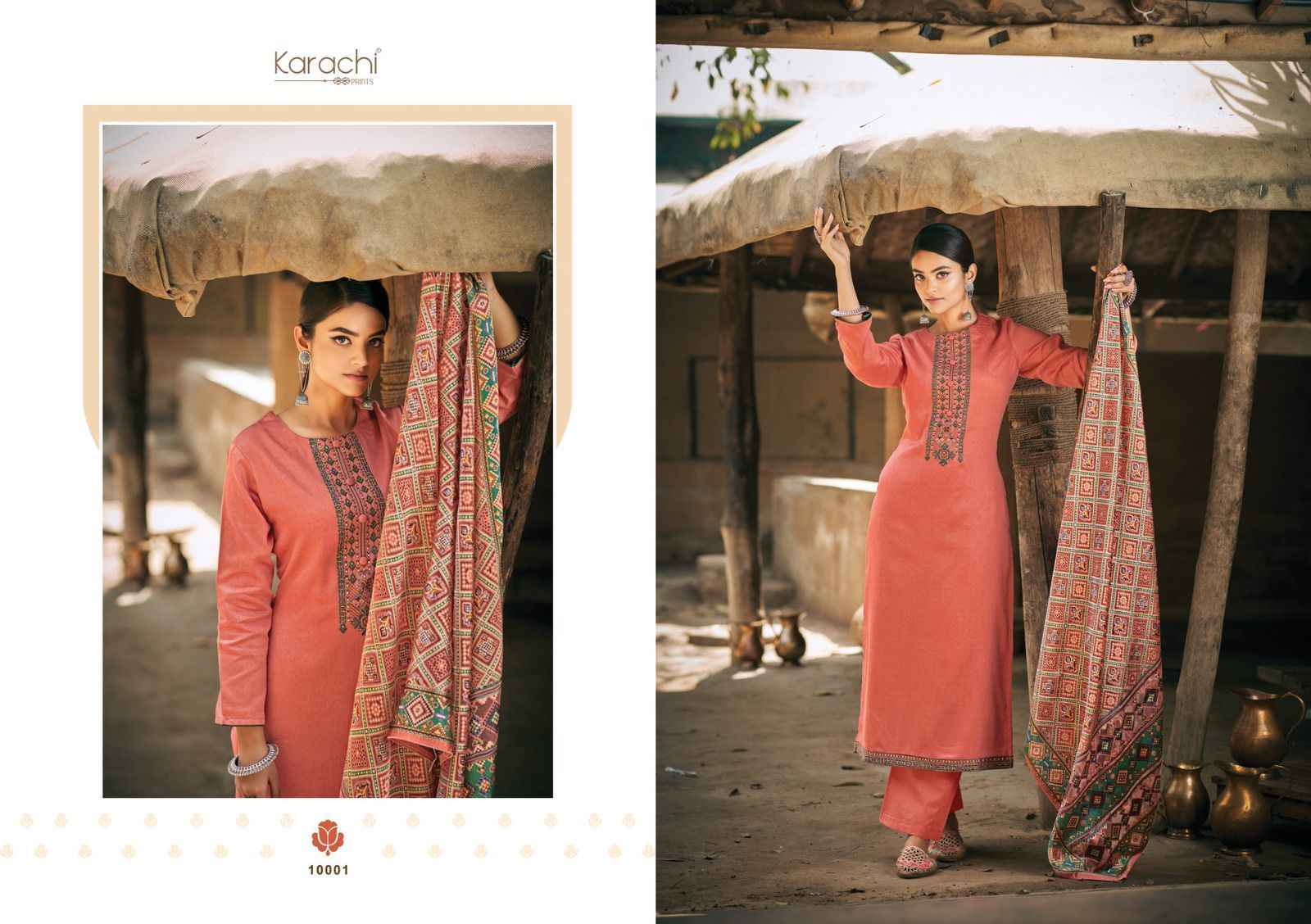 Karachi Prints Patola Pure Viscose Dress Material (6 pcs Catalogue)