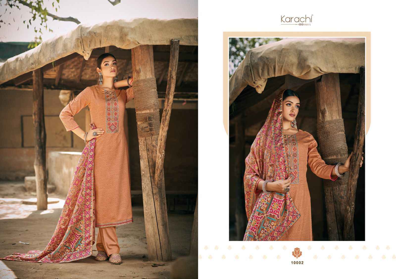 Karachi Prints Patola Pure Viscose Dress Material (6 pcs Catalogue)