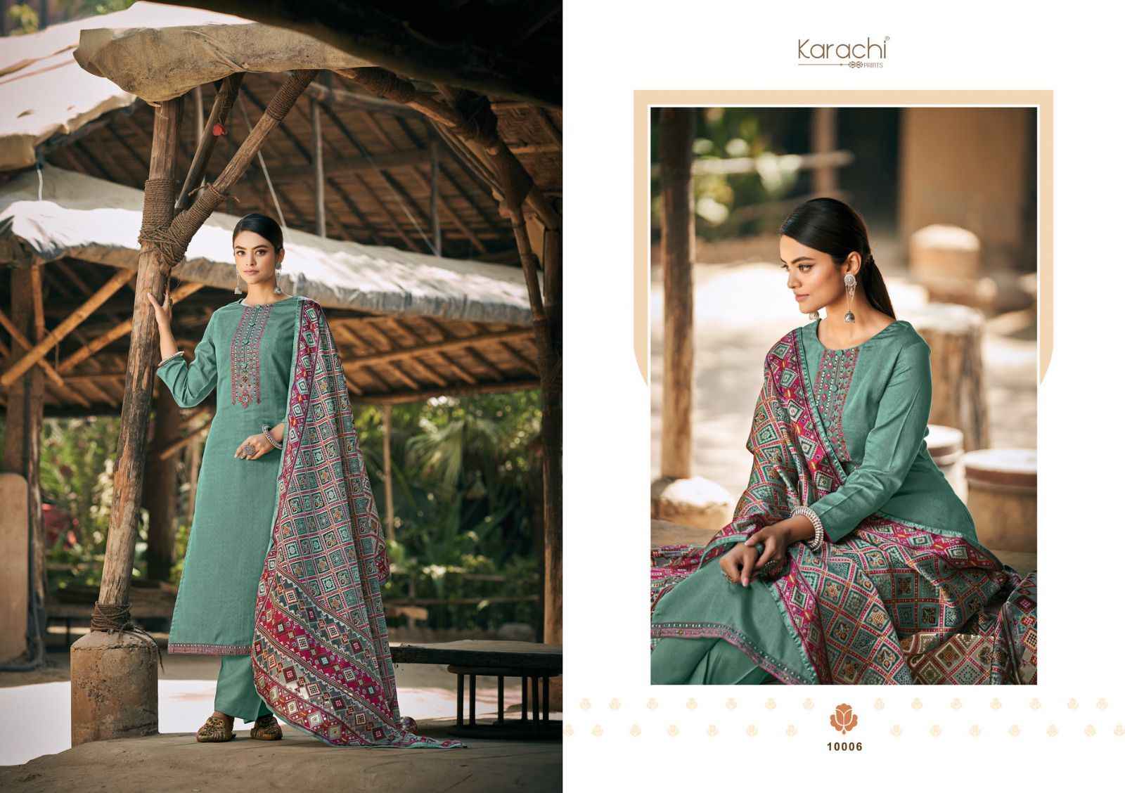 Karachi Prints Patola Pure Viscose Dress Material (6 pcs Catalogue)