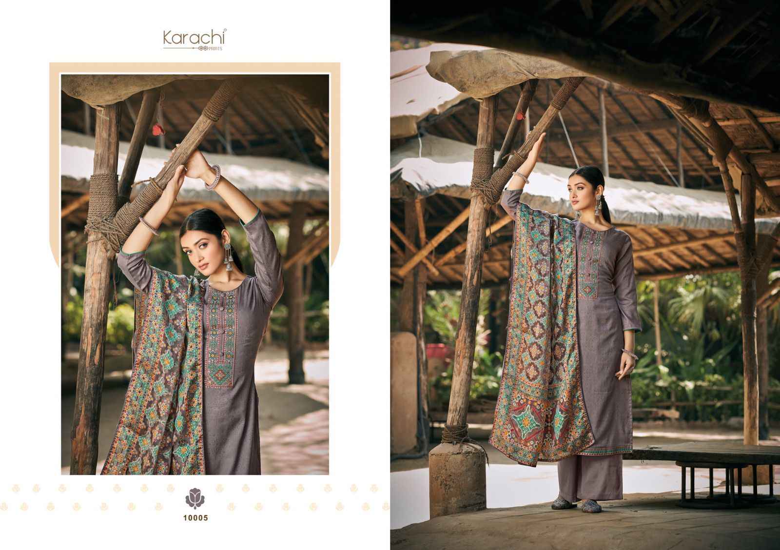 Karachi Prints Patola Pure Viscose Dress Material (6 pcs Catalogue)