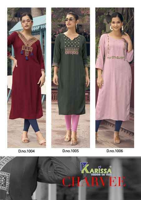 Karissa Charvee Rayon Kurti (6 pcs Cataloue)