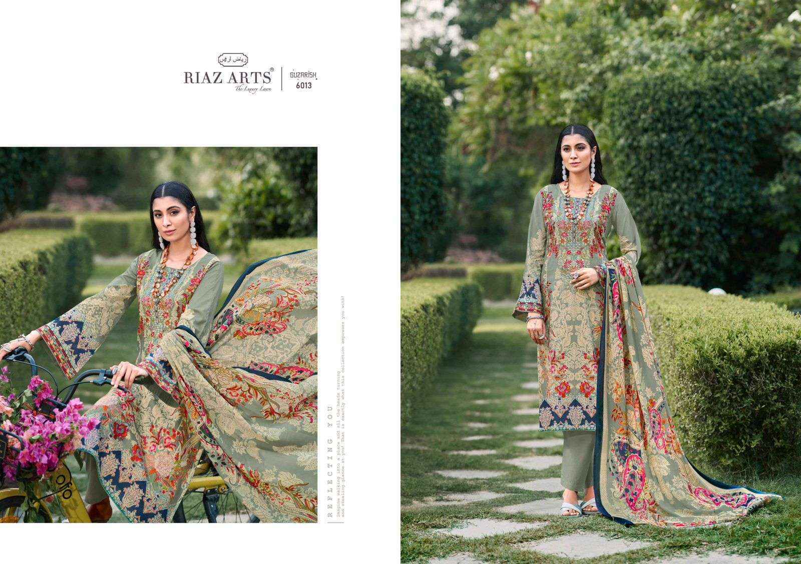 Riaz Arts Guzarish Pure Karachi Lawn Dress Material (6 Pc Catalouge)