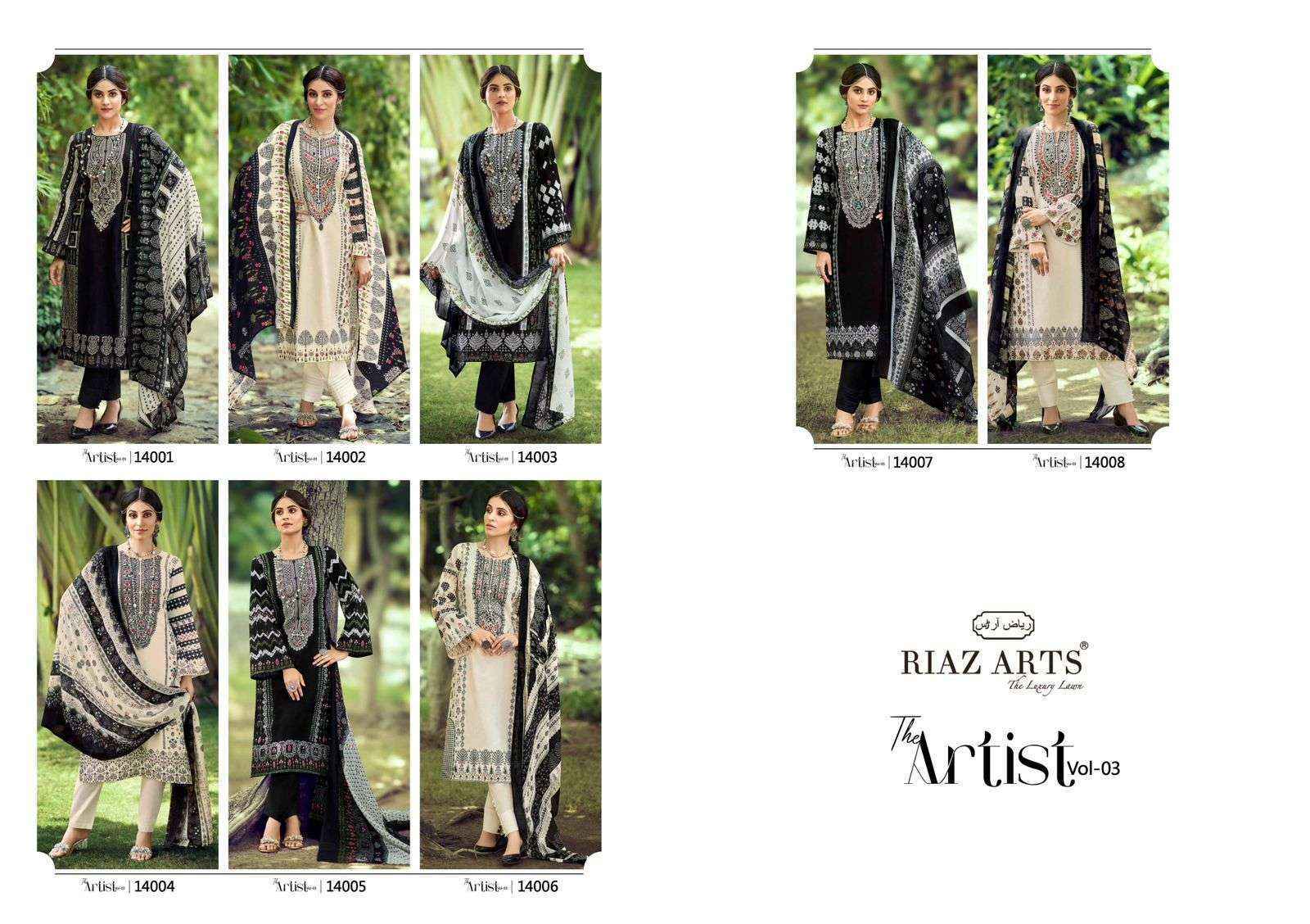 Riaz Arts The Artist Vol-3 Lawn Cotton Dress Material (8 pcs Catalogue)