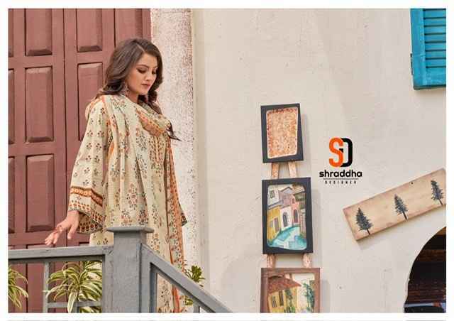 Shraddha Designer Bin Saeed Lawn Collection Nx Vol-8 Cotton Dress Material (4 pc Cataloge)