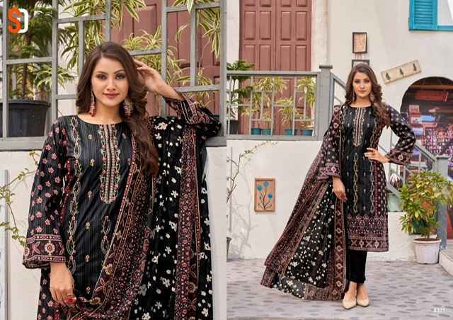 Shraddha Designer Bin Saeed Lawn Collection Nx Vol-8 Cotton Dress Material (4 pc Cataloge)