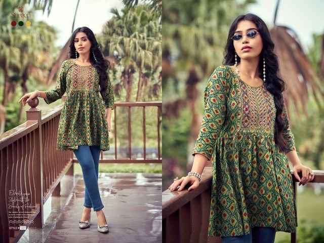 Shreen Resham Vol 5 Reyon Kurti 7 pcs Catalogue