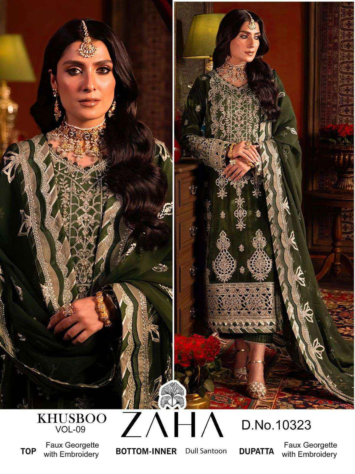 Zaha Khusboo Vol-9 Georgette Dress Material (3 pcs Catalogue)