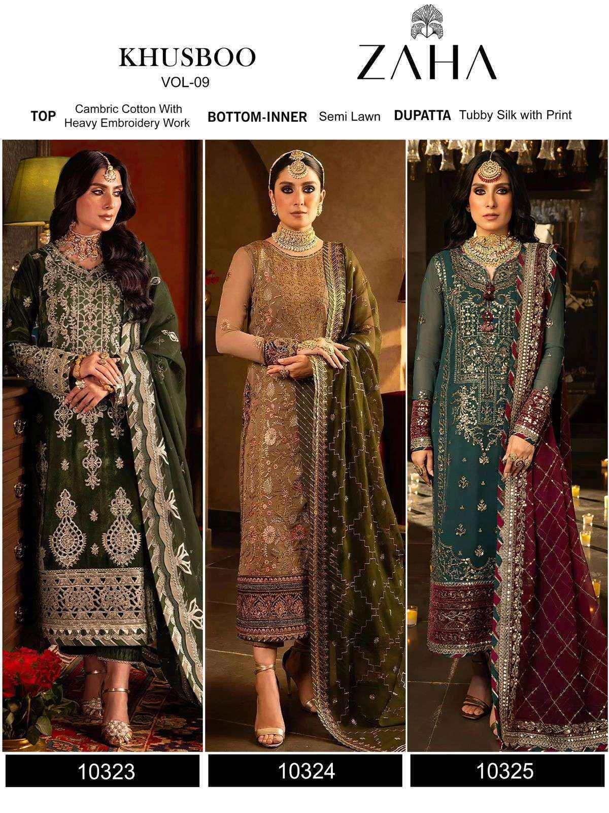 Zaha Khusboo Vol-9 Georgette Dress Material (3 pcs Catalogue)