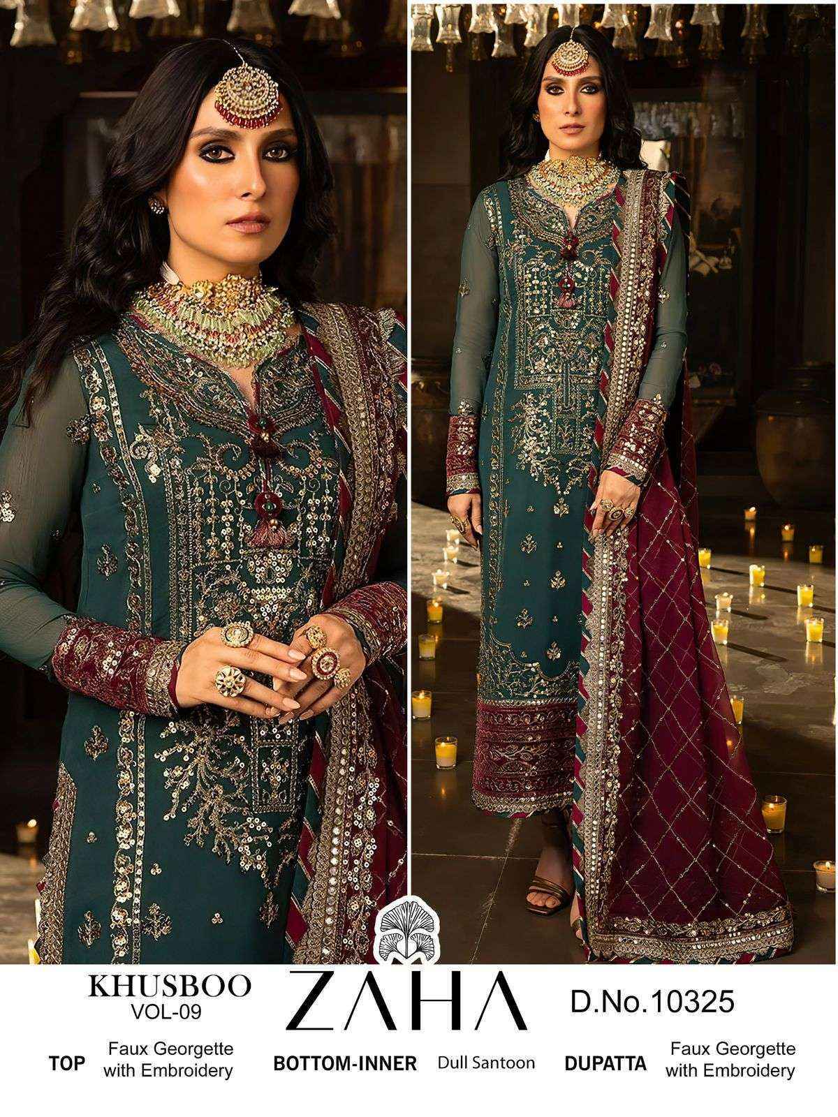 Zaha Khusboo Vol-9 Georgette Dress Material (3 pcs Catalogue)