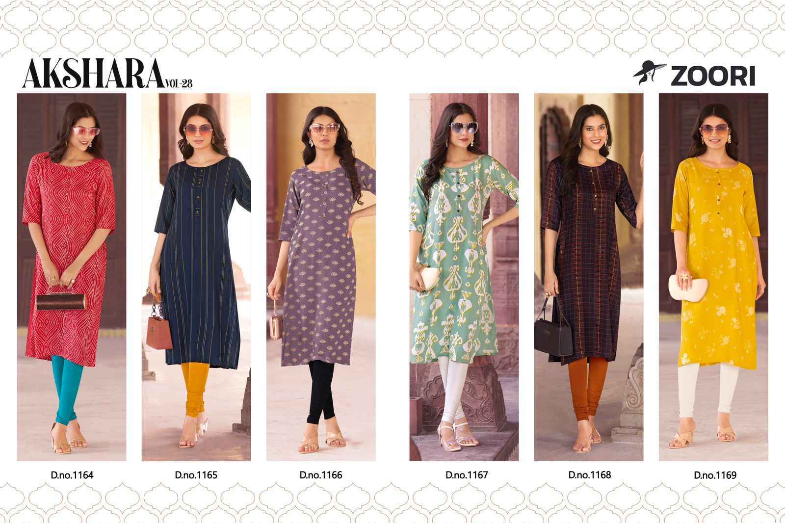 Zoori Akshara Vol 28 Rayon Kurti 6 pcs Catalogue