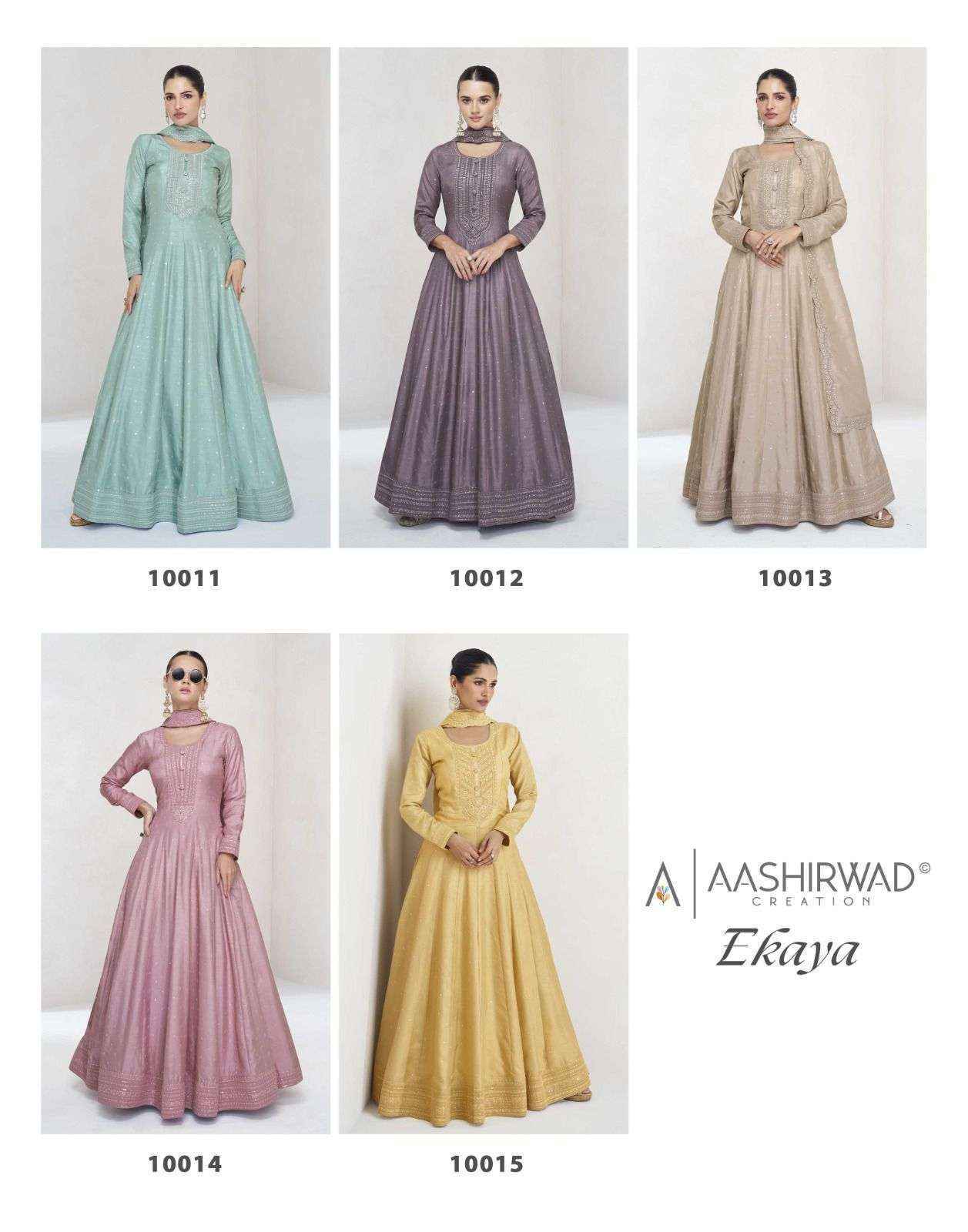 Aashirwad Creation Ekaya Silk Readymade Dress (5 pcs Catalogue)