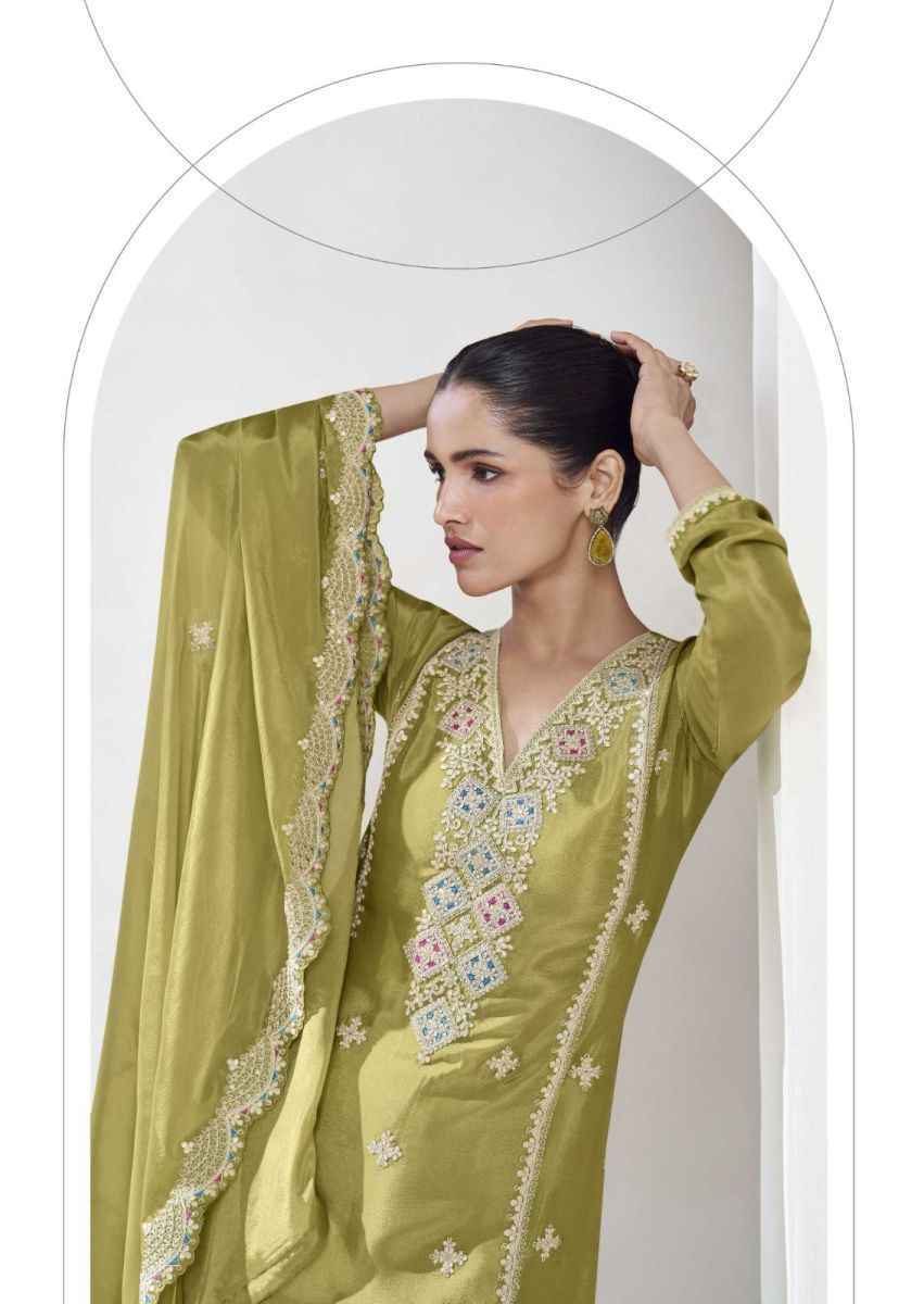 Aashirwad Creation Vaanya Chinon Silk Readymade Dress (3 pcs Catalogue)