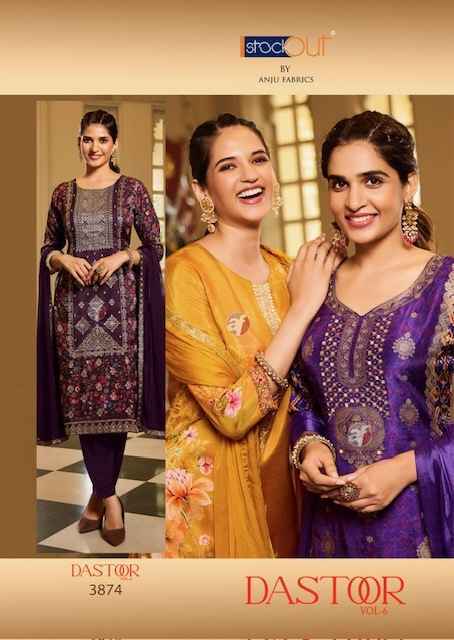 Anju Fabrics Dastoor Vol-6 Jacquard Readymade Suit (4 pcs Catalogue)