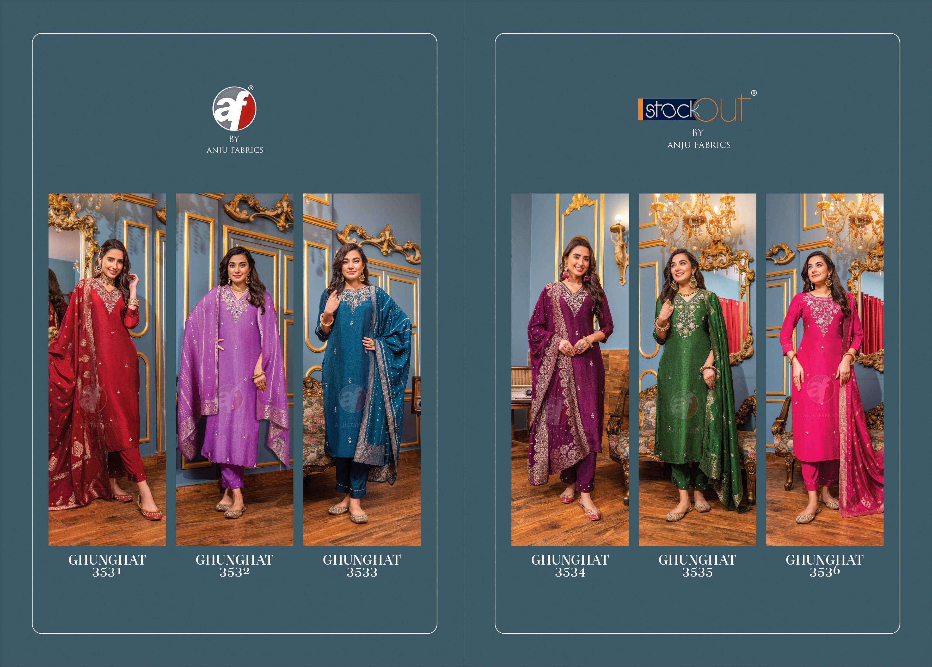 Anju Fabrics Ghunghat Vol-10 Silk Readymade Dress (6 pcs Catalogue)