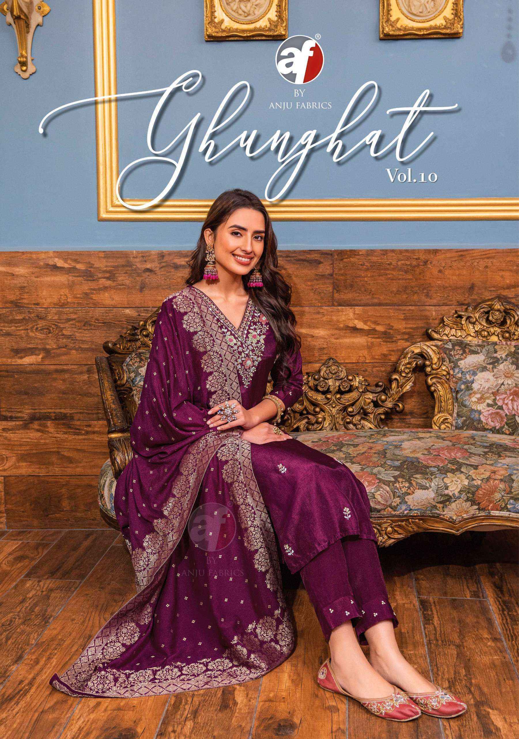 Anju Fabrics Ghunghat Vol-10 Silk Readymade Dress (6 pcs Catalogue)