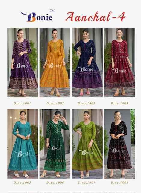 Bonie Aanchal Vol-4 Rayon Kurti (8 pcs Catalogue)