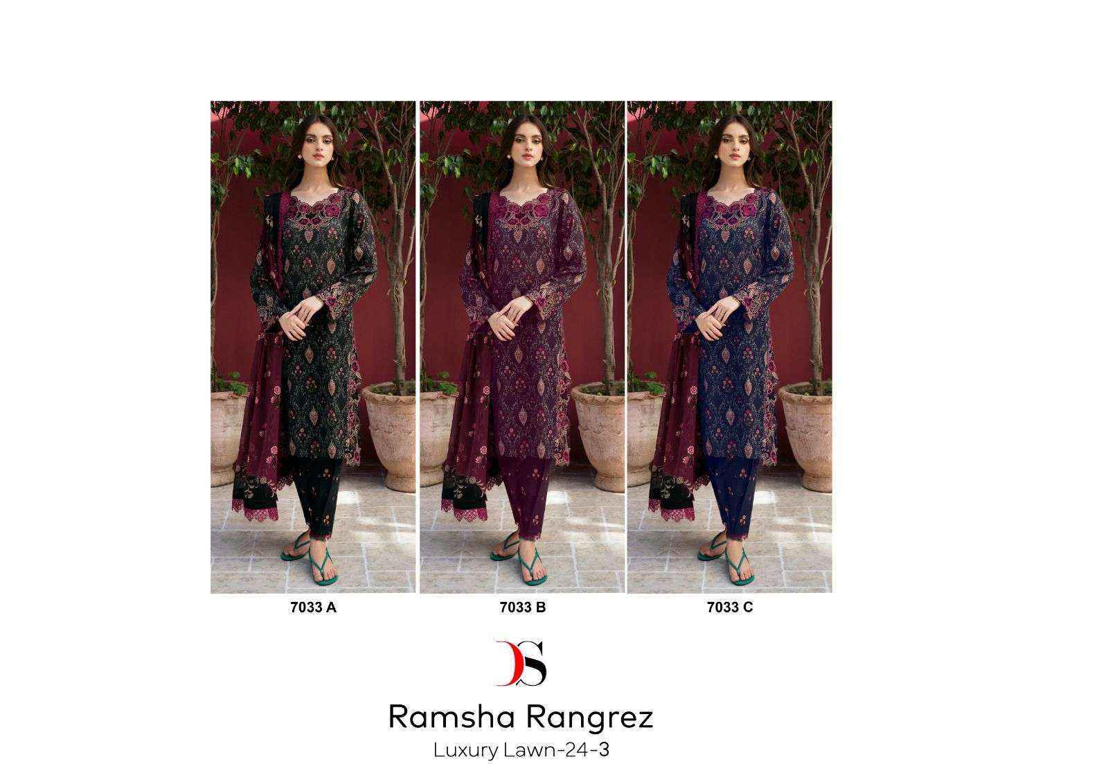 Deepsy Ramsha Rangrez Luxury Lawn 24-3 Cotton Dress Material (3 pcs Catalogue)