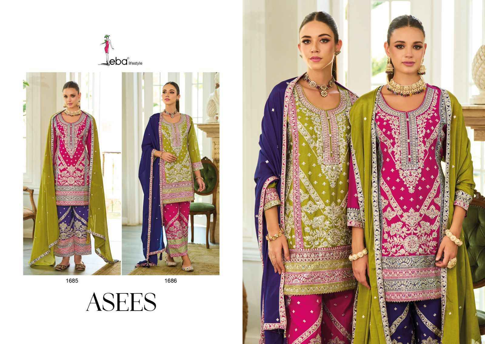 Eba Lifestyle Asees Chinon Readymade Dress (2 pcs Catalogue)