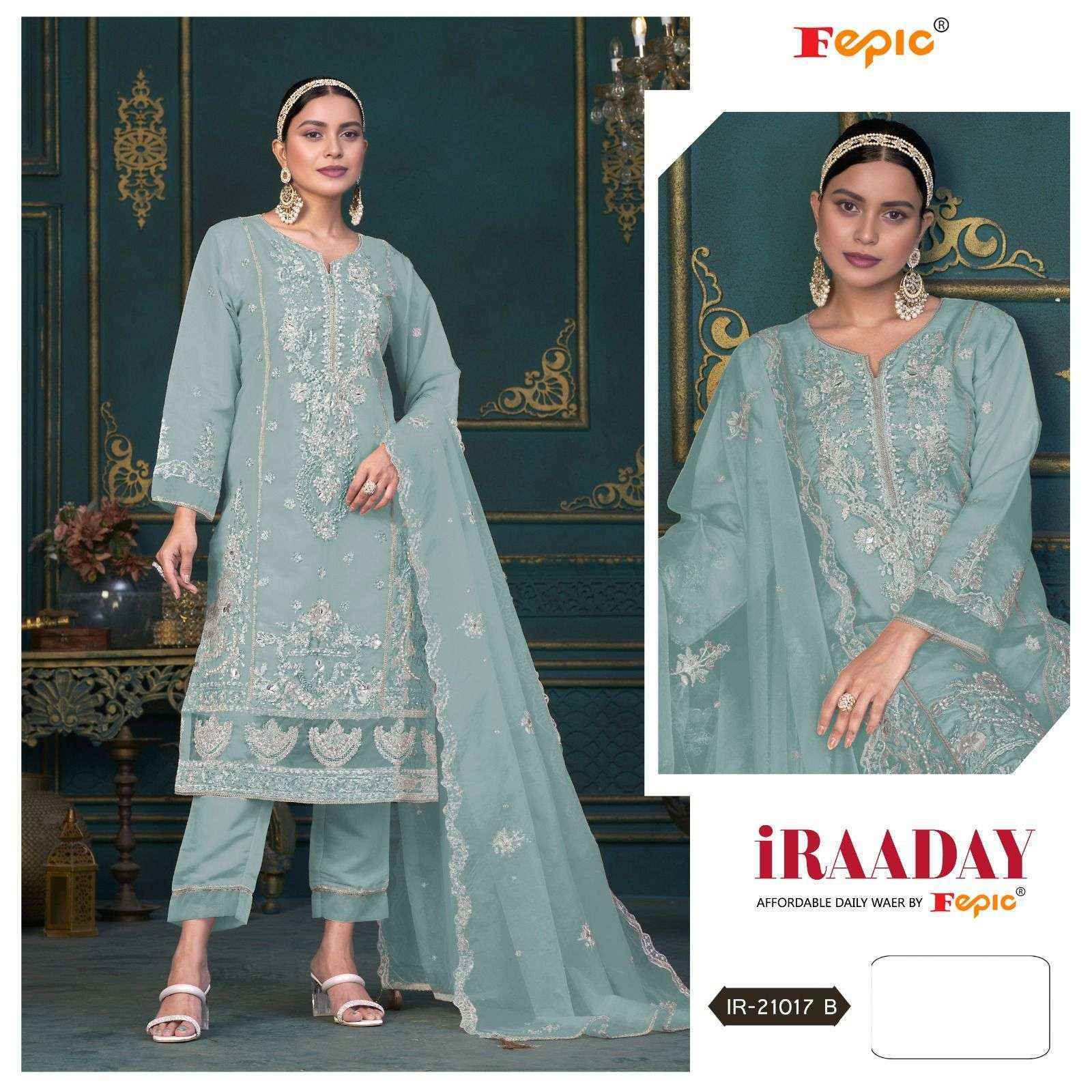 Fepic Iraaday Ir 21017 Organza Dress Material (3 pcs Catalogue)