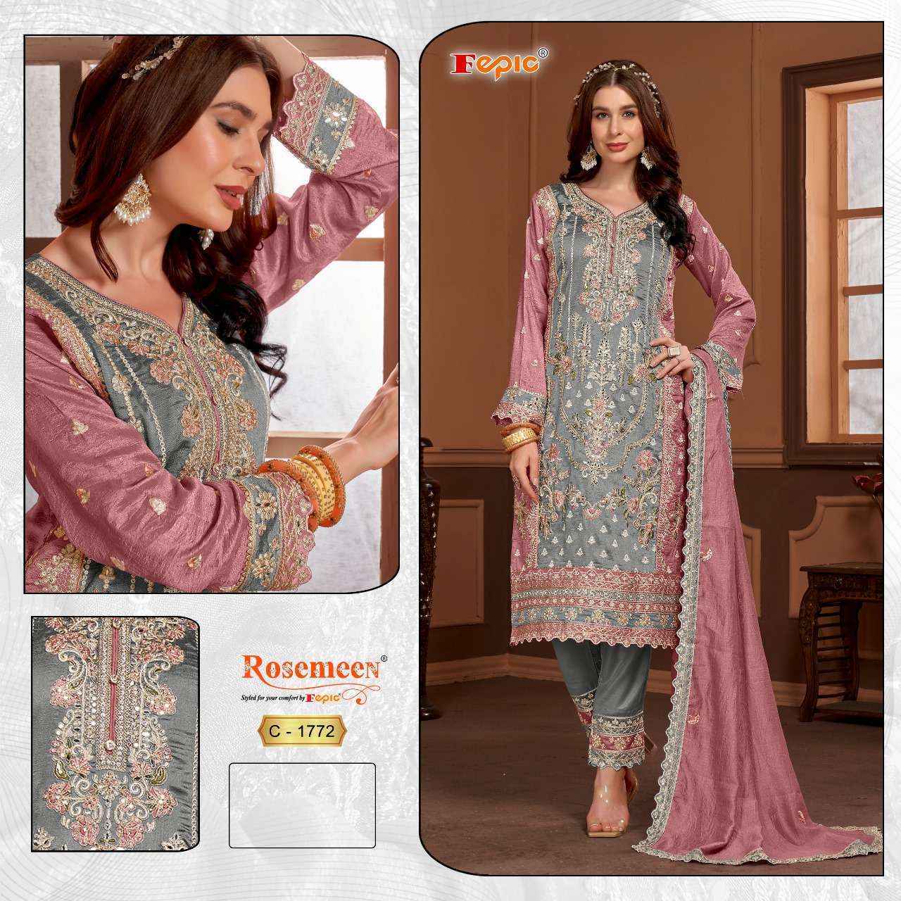 Fepic Rosemeen C 1772 Vichitra Silk Readymade Dress (2 pcs Catalogue)