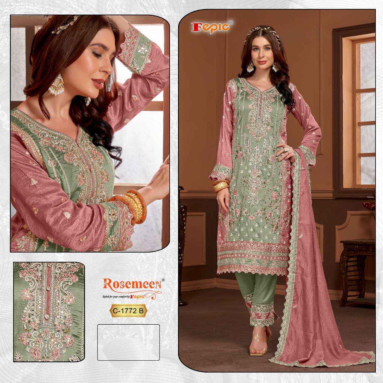 Fepic Rosemeen C 1772 Vichitra Silk Readymade Dress (2 pcs Catalogue)