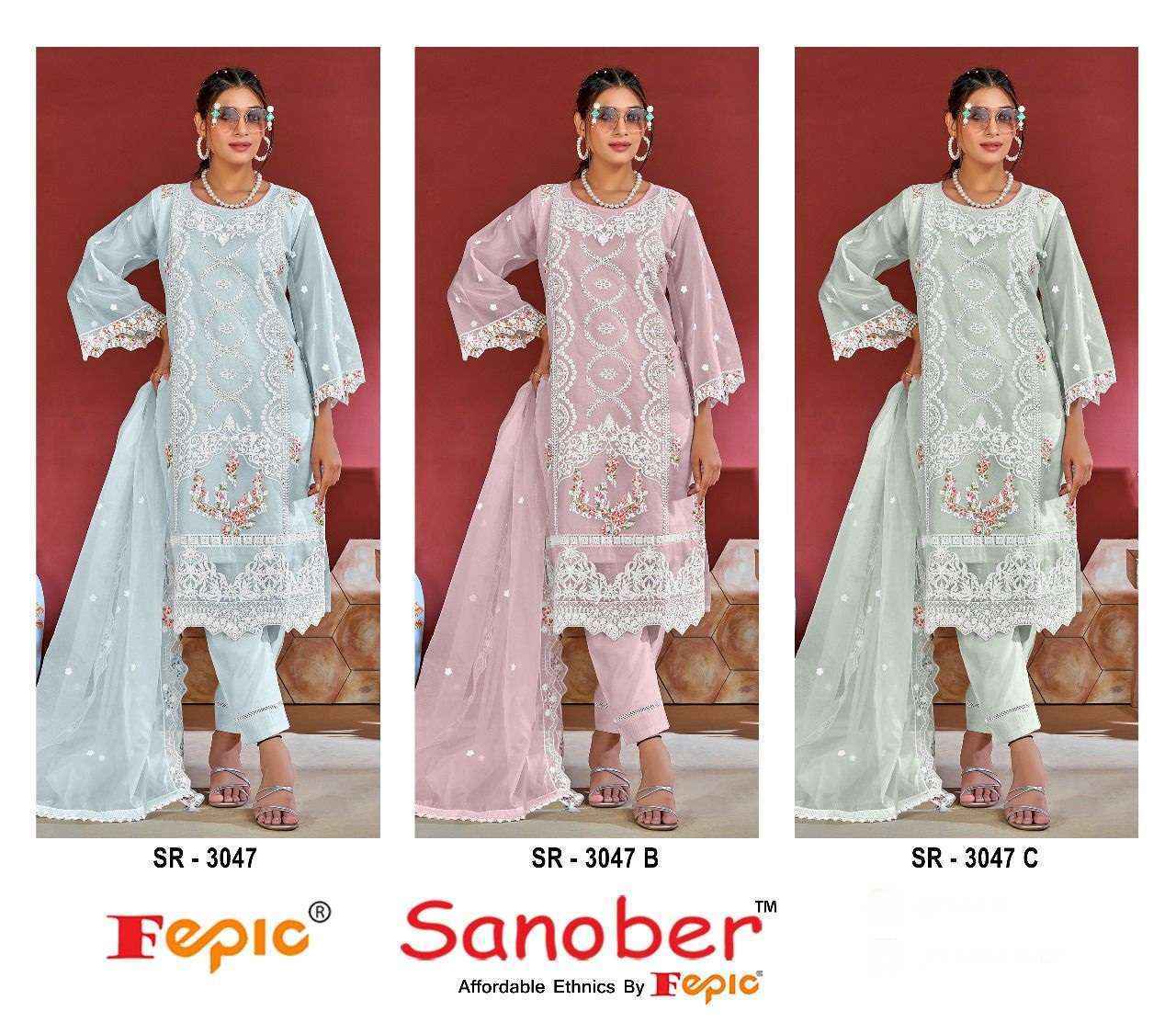 Fepic Sanober Sr-3047 Organza Readymade Suit (3 pcs Catalogue)