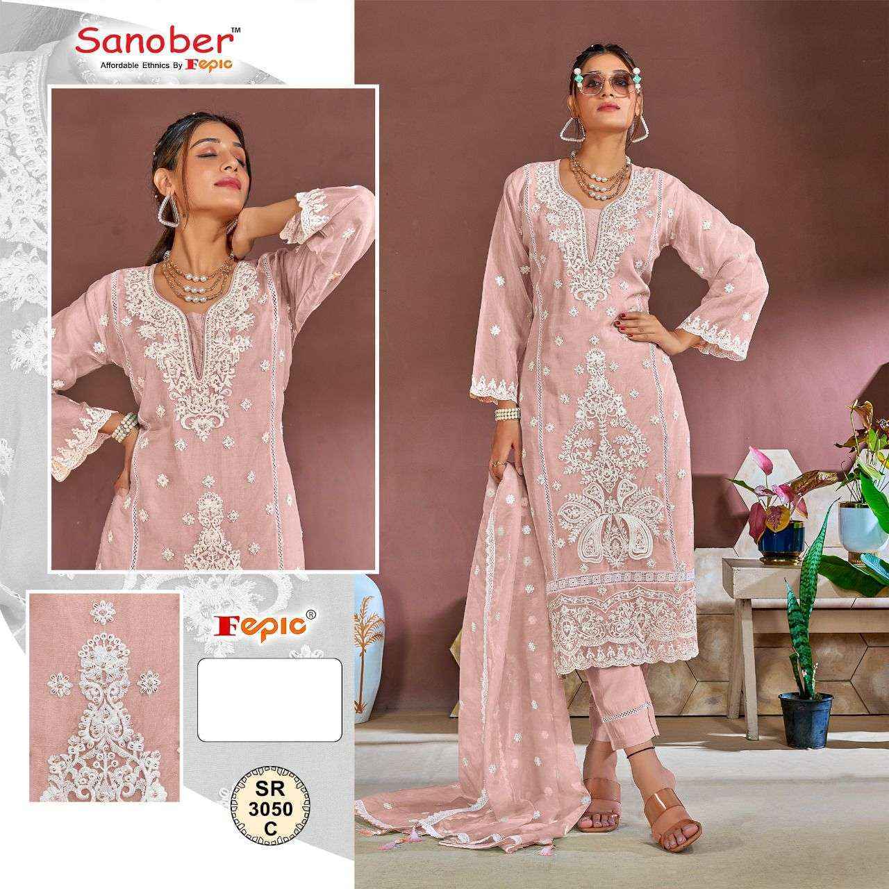 Fepic Sanober SR 3050 Organza Readymade Dress (3 pcs Catalogue)