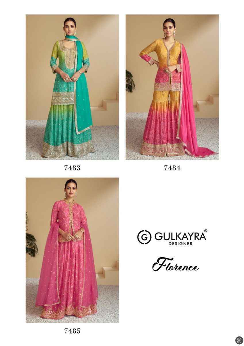 Gulkayra Designer Florence Chinon Readymade Dress (3 pcs Catalogue)