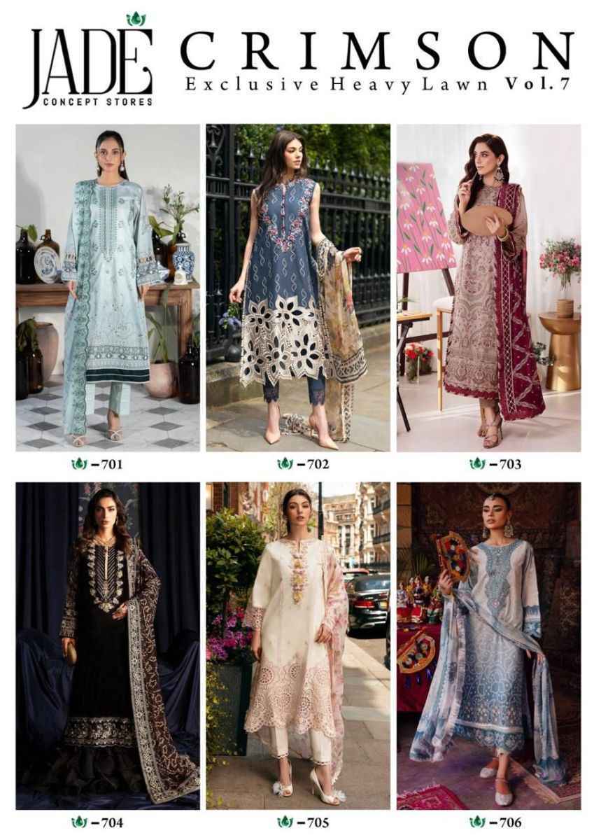 Jade Crimson Exclusive Heavy Lawn Collection Vol-7 Cotton Dress Material (6 pc Cataloge)