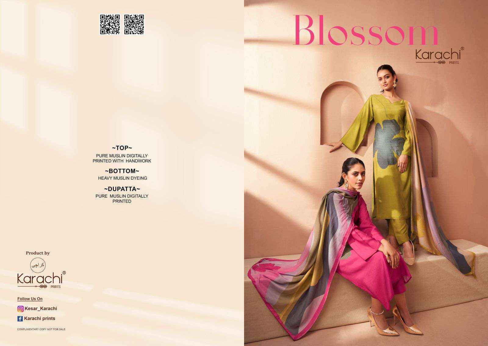 Kesar Karachi Prints Blossom Muslin Dress Material (4 pcs Catalogue)