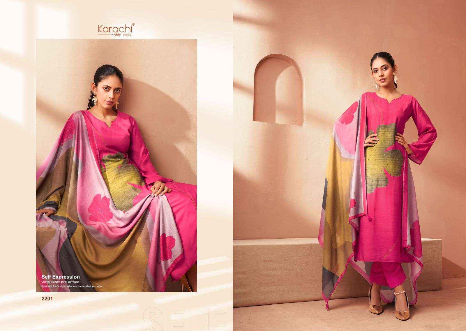 Kesar Karachi Prints Blossom Muslin Dress Material (4 pcs Catalogue)