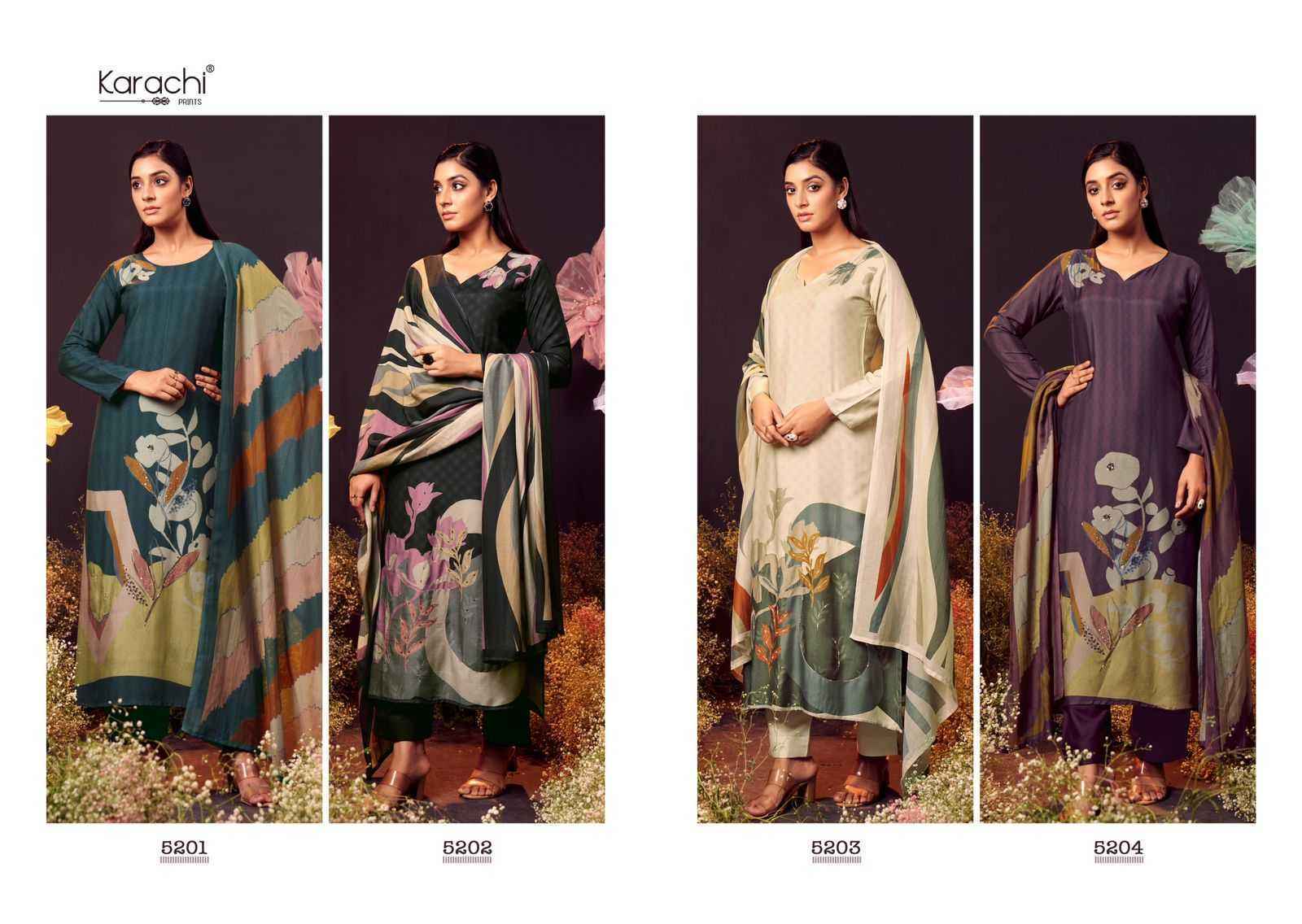 Kesar Karachi Prints Lamhe Muslin Dress Material (4 pcs Catalogue)