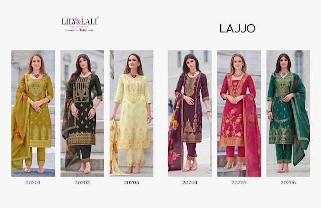 Lily & Lali Lajjo Jacquard Silk Readymade Suit (6 pcs Catalogue)