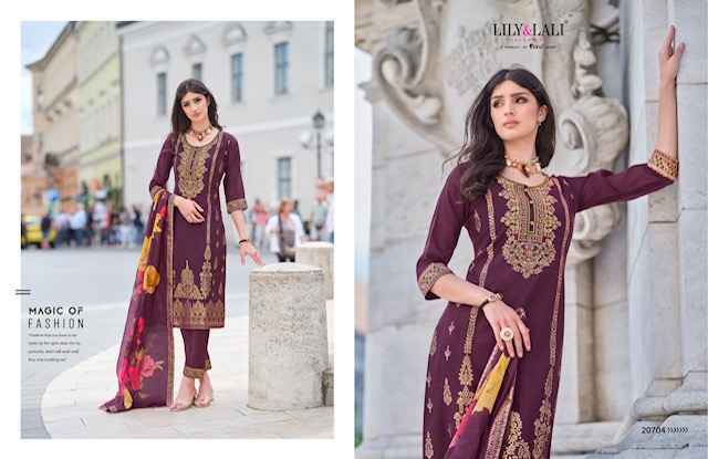 Lily & Lali Lajjo Jacquard Silk Readymade Suit (6 pcs Catalogue)