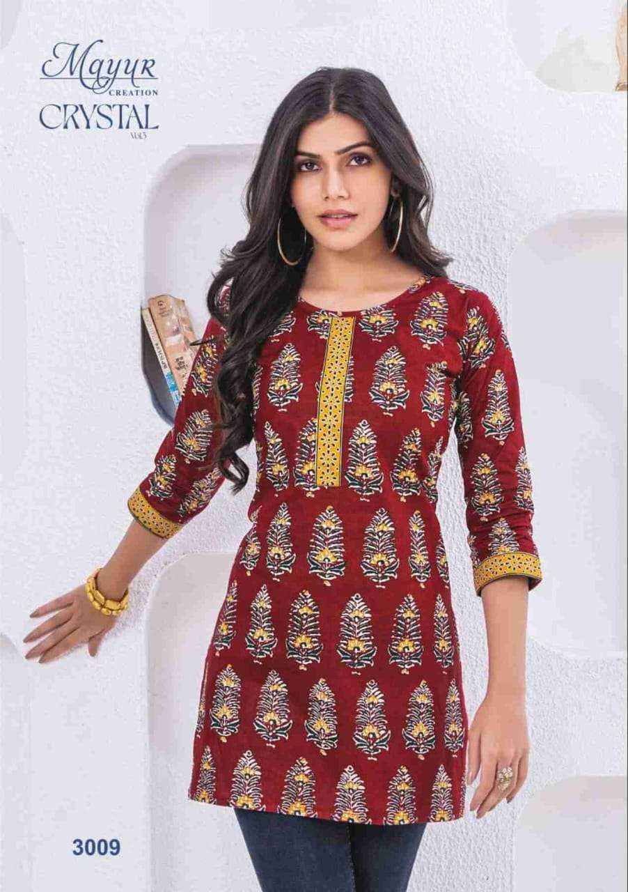 Mayur Creation Crystal Vol-3 Cotton Kurti (12 pcs Catalogue)