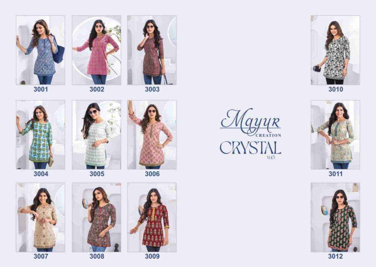 Mayur Creation Crystal Vol-3 Cotton Kurti (12 pcs Catalogue)