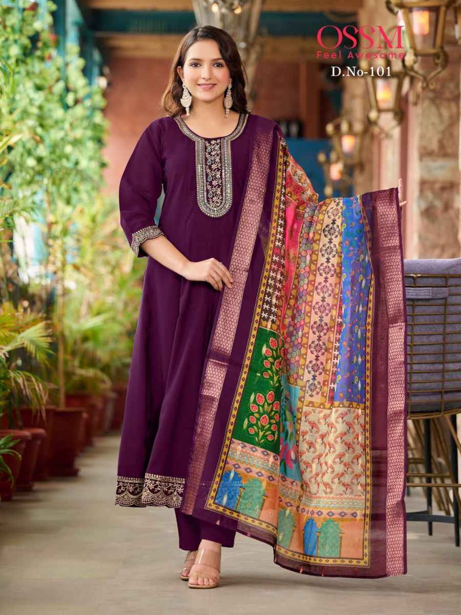 Ossm Resham Viscose Readymade Suit (6 pcs Catalogue)