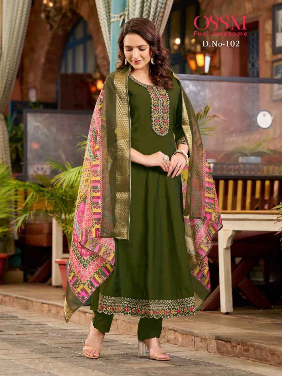 Ossm Resham Viscose Readymade Suit (6 pcs Catalogue)