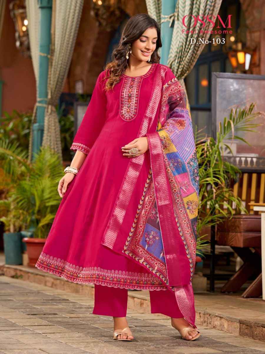 Ossm Resham Viscose Readymade Suit (6 pcs Catalogue)