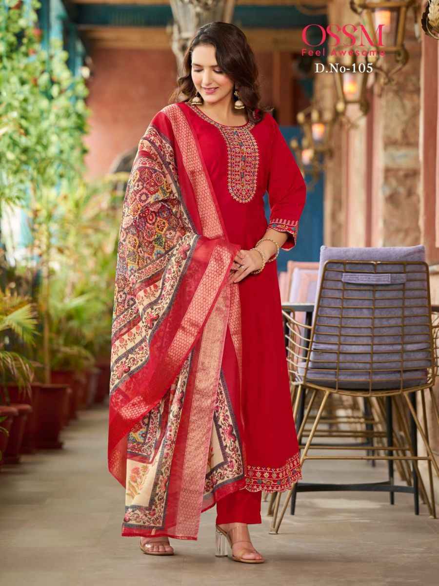 Ossm Resham Viscose Readymade Suit (6 pcs Catalogue)