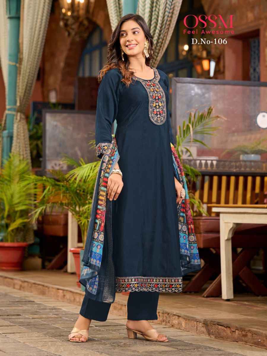 Ossm Resham Viscose Readymade Suit (6 pcs Catalogue)