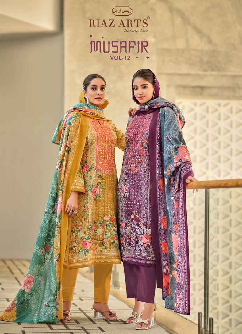 Riaz Arts Musafir Vol-12 Lawn Cotton Dress Material (8 pcs Catalogue)