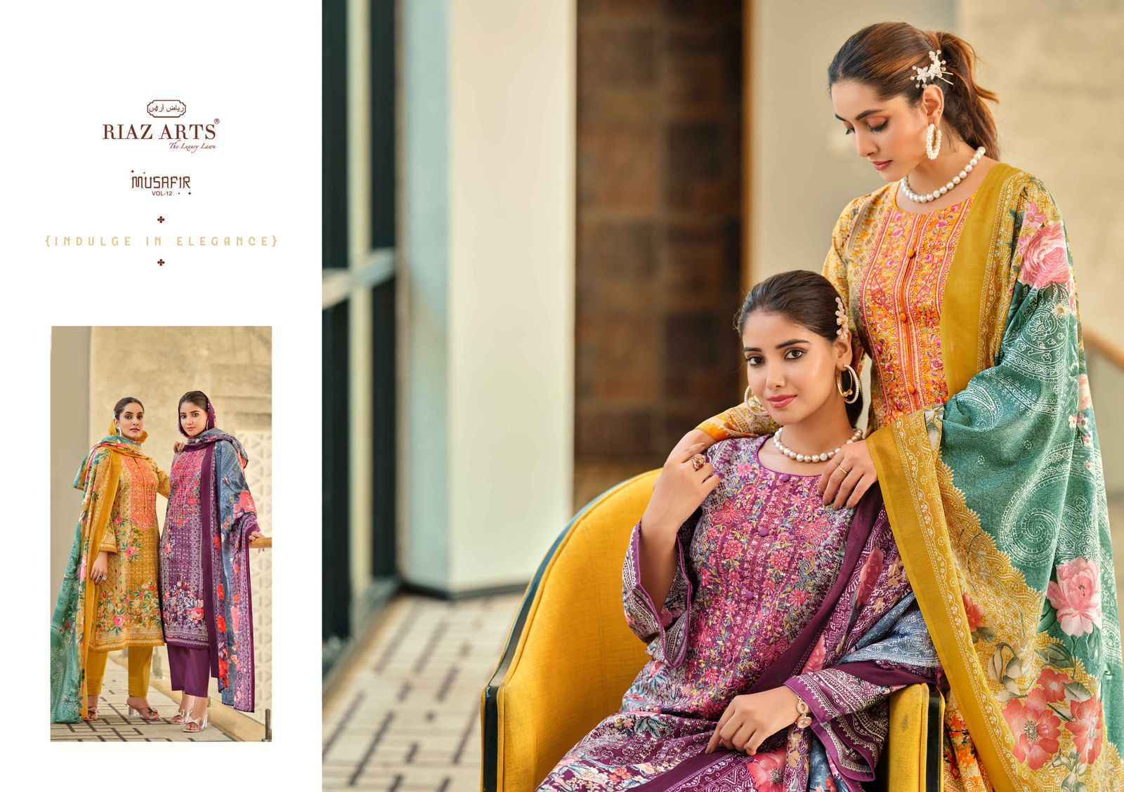 Riaz Arts Musafir Vol-12 Lawn Cotton Dress Material (8 pcs Catalogue)