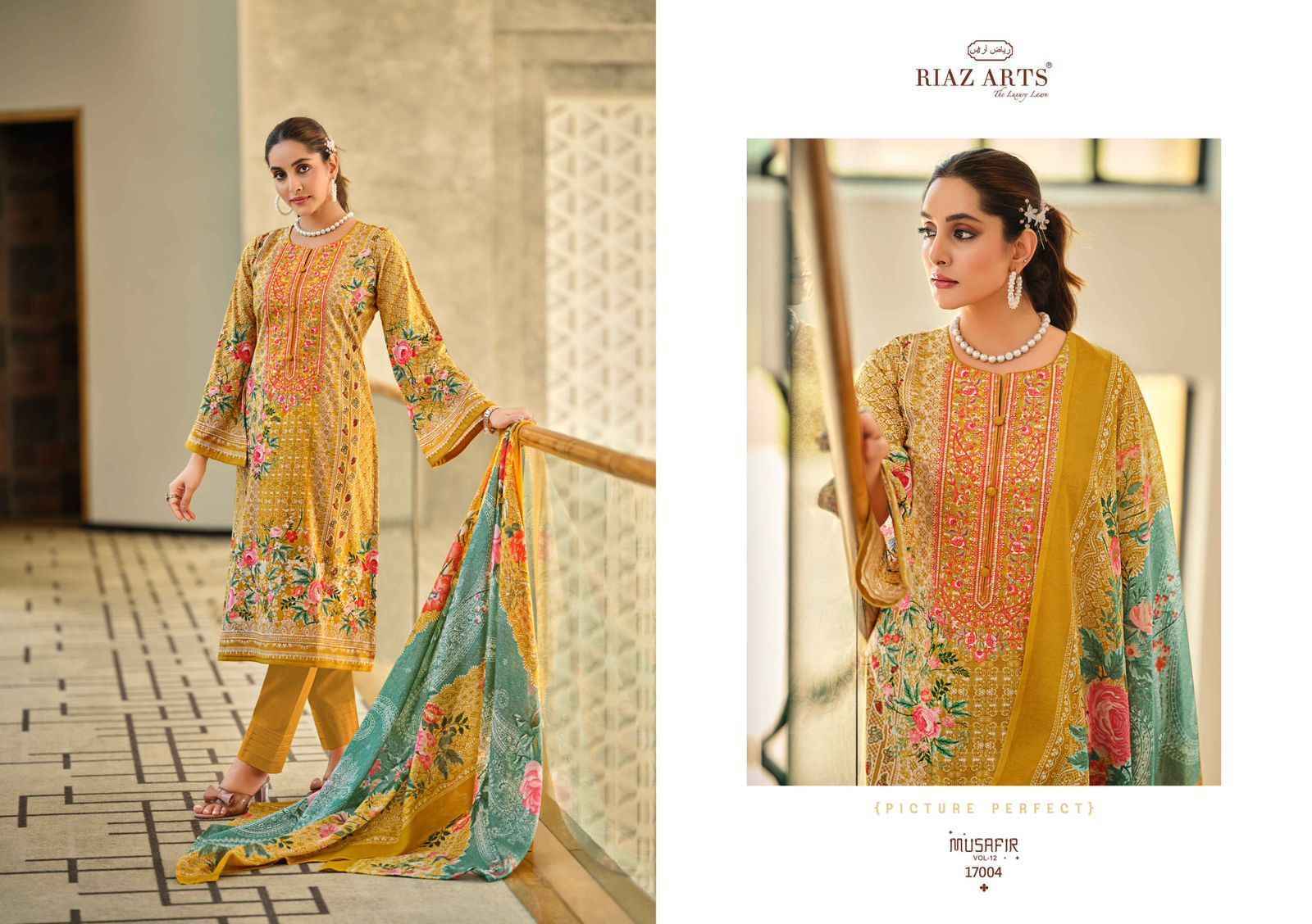 Riaz Arts Musafir Vol-12 Lawn Cotton Dress Material (8 pcs Catalogue)